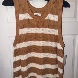 Sonoma Brown and White Striped Knit Tank Top